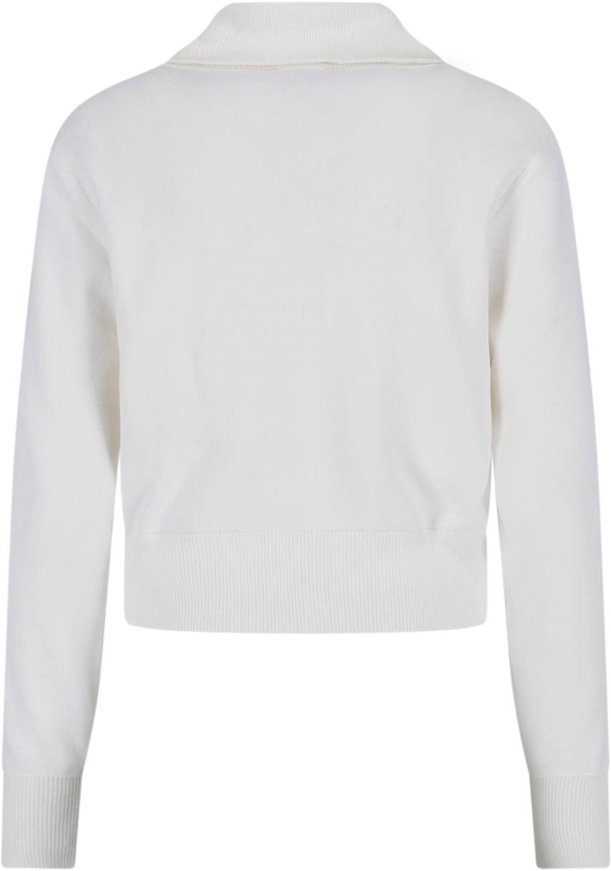 White Viscose Blend Zip Sweatshirt