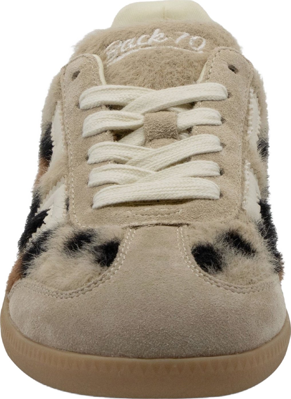Dames Mohair sneaker met leopard print Kameel/Boter