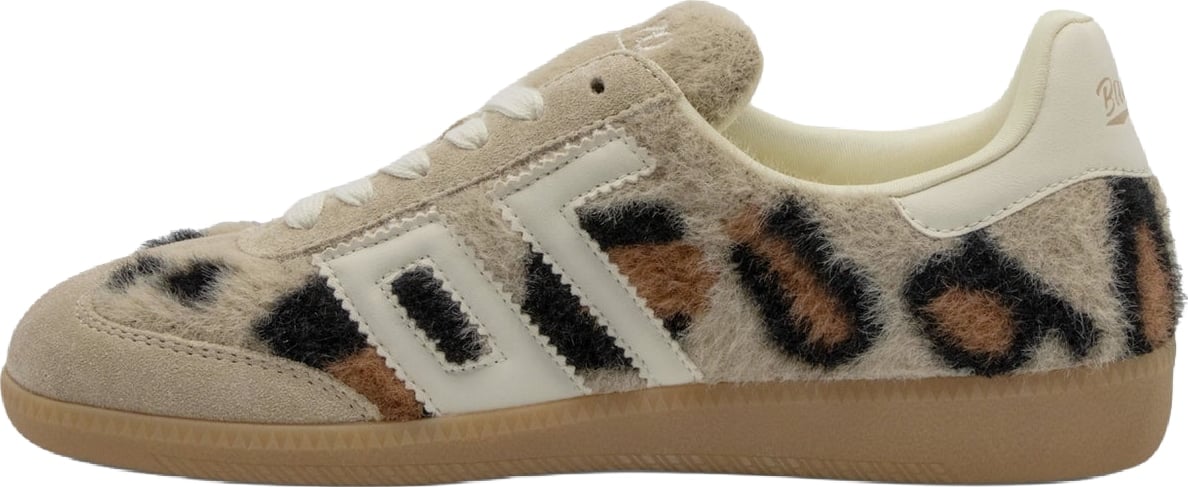 Dames Mohair sneaker met leopard print Kameel/Boter