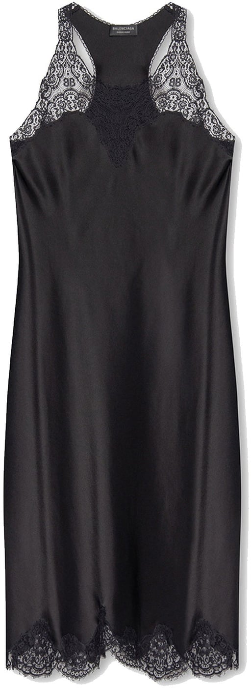 Balenciaga Satin Strappy Midi Dress