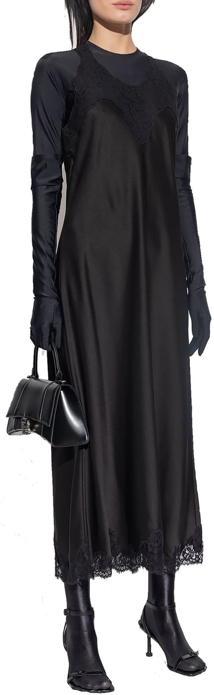 Balenciaga Satin Strappy Midi Dress