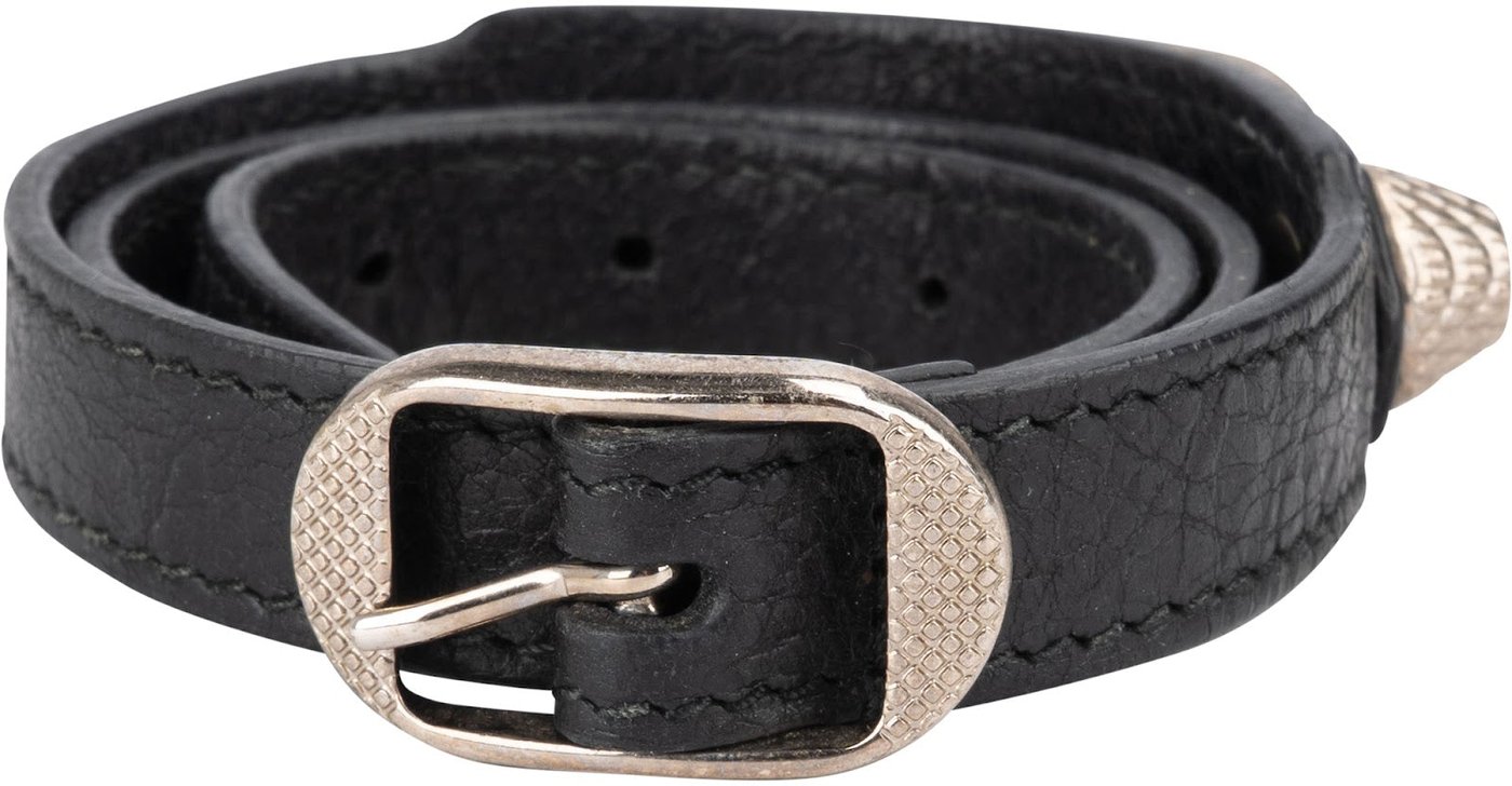 Balenciaga Black Leather Classic City Double Bracelet