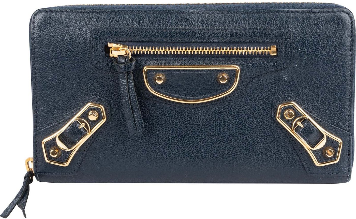 Balenciaga Classic Blue Continental City Zip Around Wallet