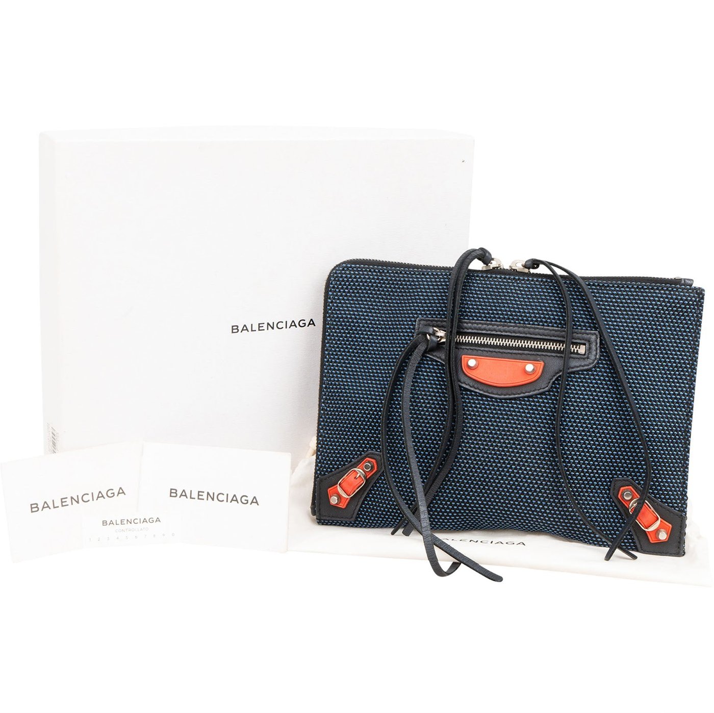 Balenciaga Perforated Tricolor Port Feuille City Clutch