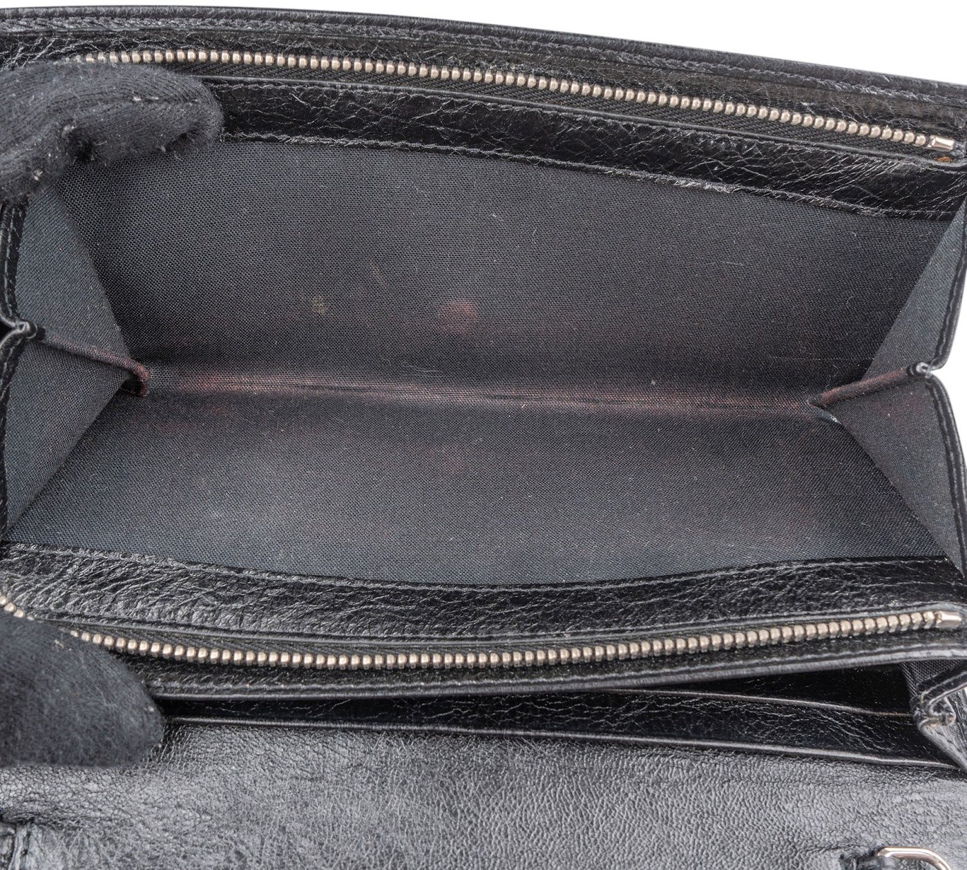 Balenciaga Black Leather Classic City Wallet On Strap Shoulder Bag