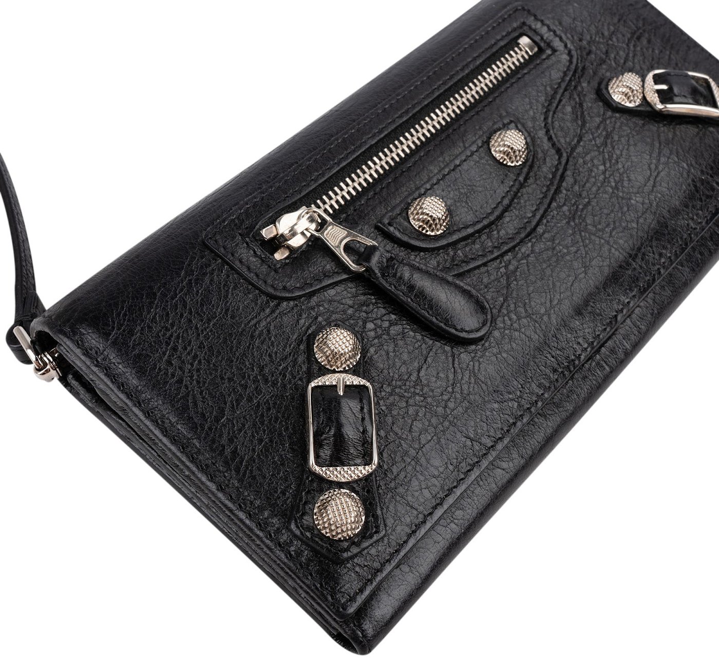 Balenciaga Black Leather Classic City Wallet On Strap Shoulder Bag