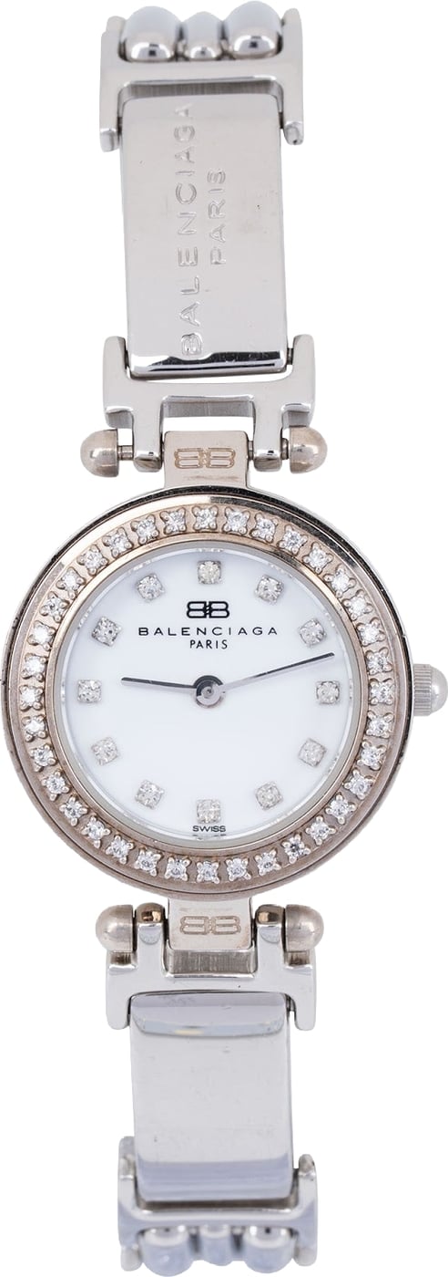Balenciaga Silver Tone Diamond Bezel 8018 Watch