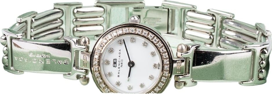 Balenciaga Silver Tone Diamond Bezel 8018 Watch