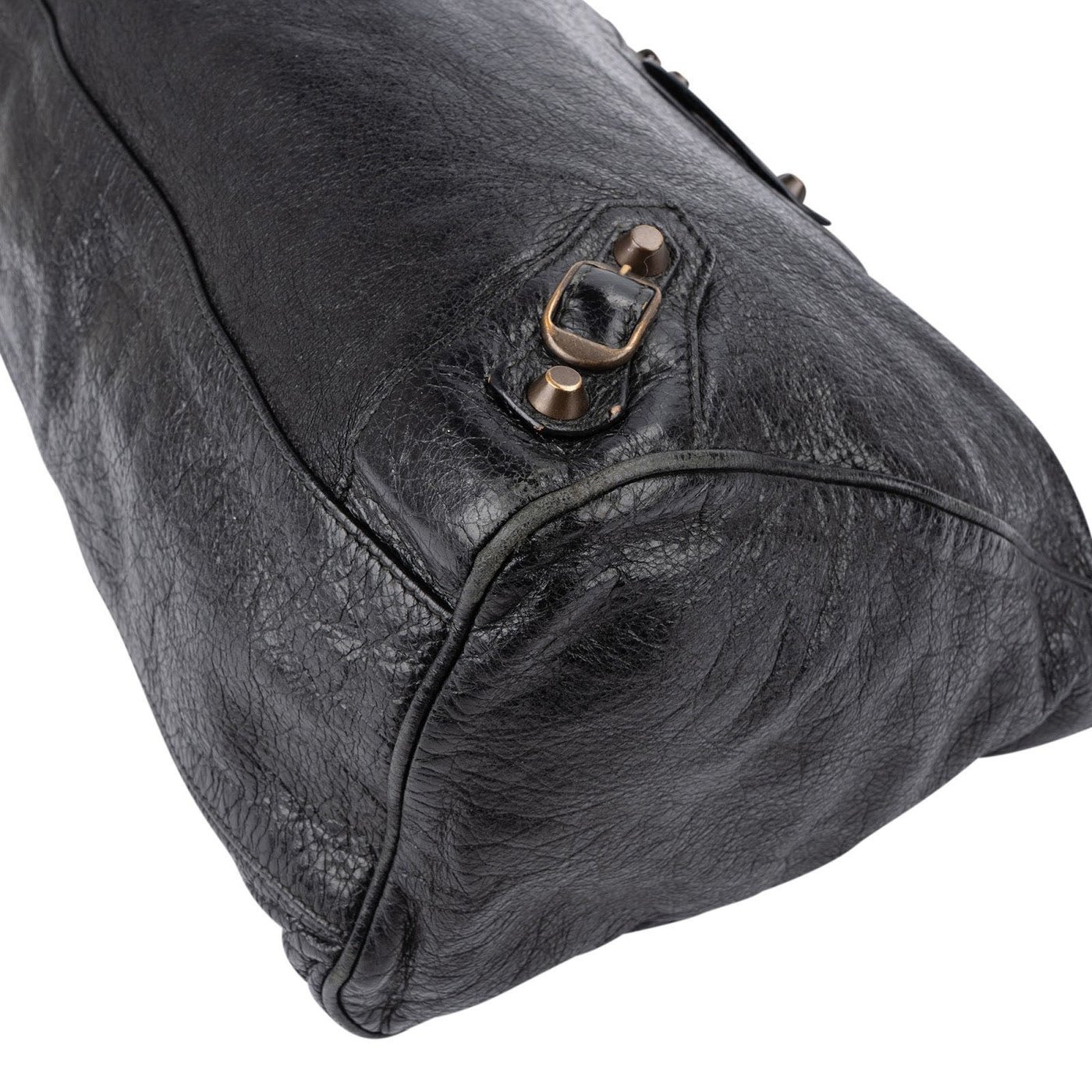 Balenciaga Black Arena Leather City Tote Handbag