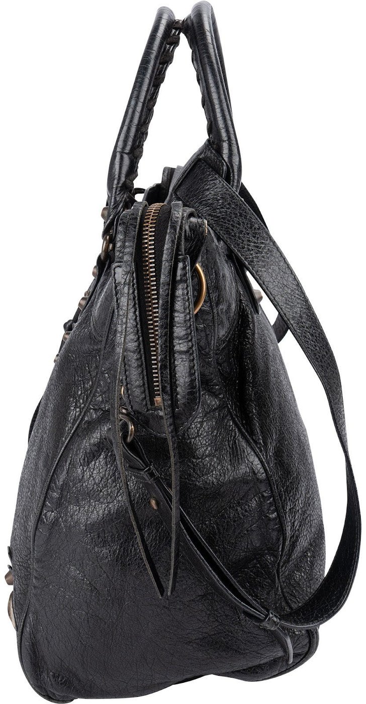 Balenciaga Black Arena Leather City Tote Handbag