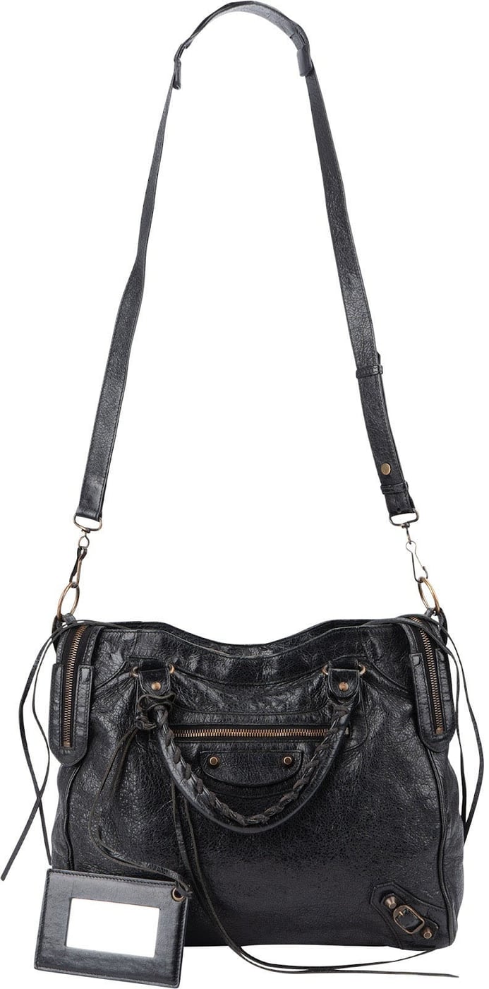 Balenciaga Black Arena Leather City Tote Handbag
