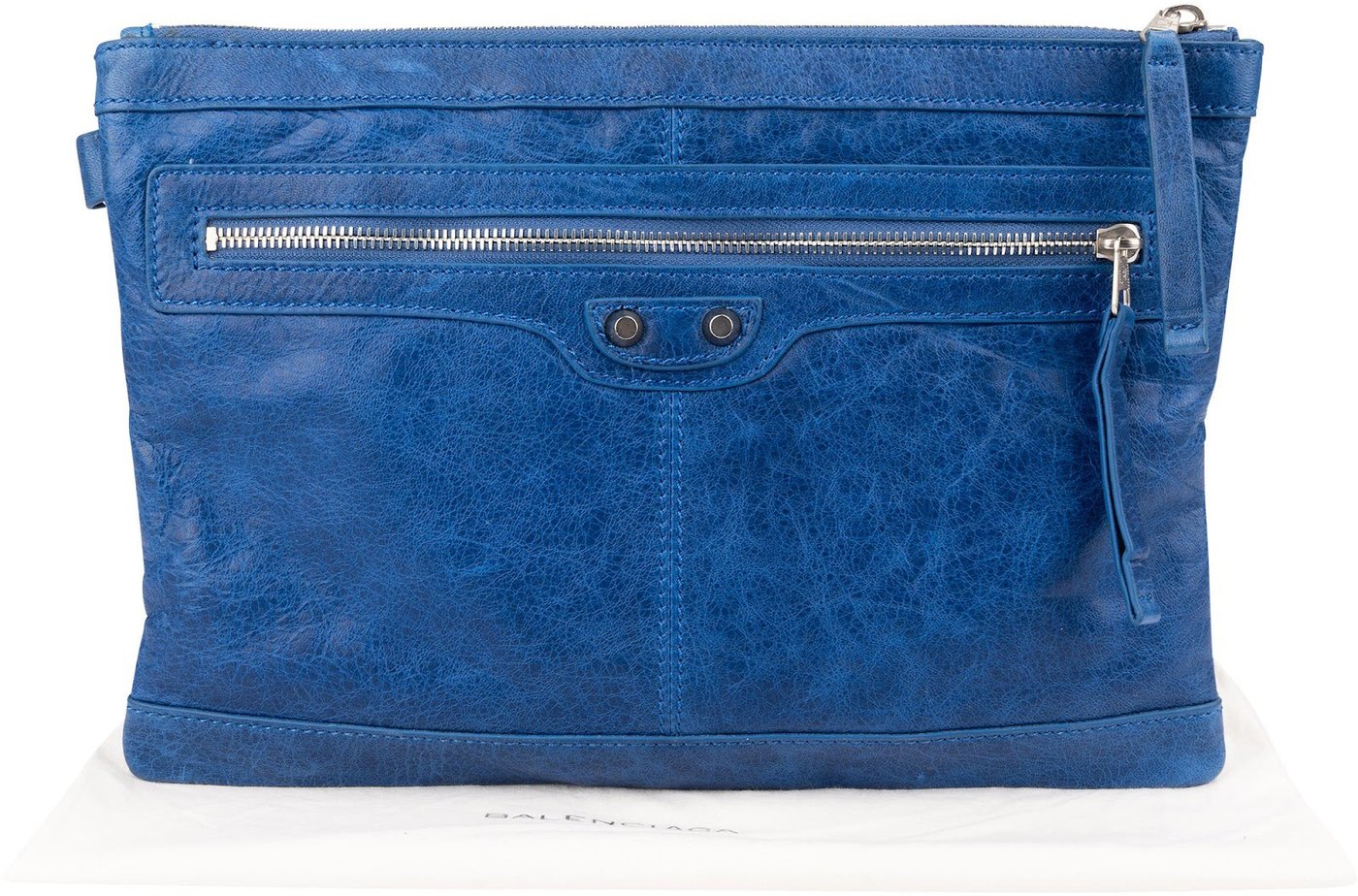 Balenciaga Blue Leather Classic Arene Clutch Bag