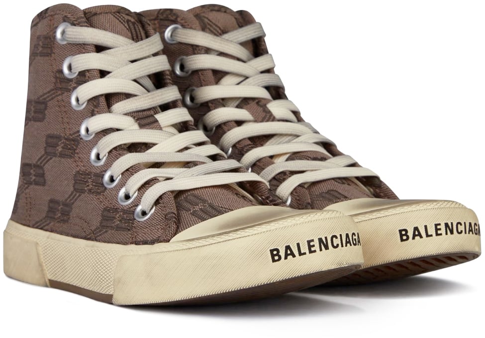 Paris Bb Monogram Logo Hi-top Sneakers