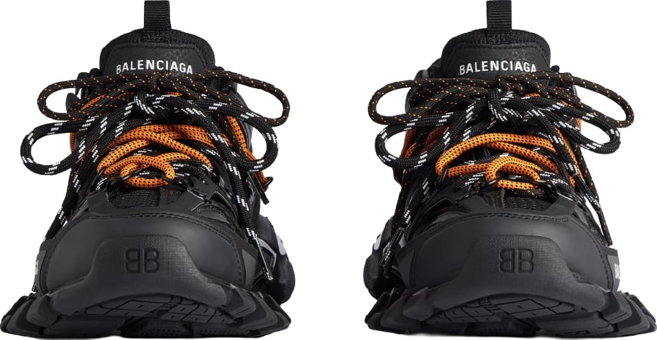 Balenciaga Men's Track Trail Laces Sneaker in Black Orange