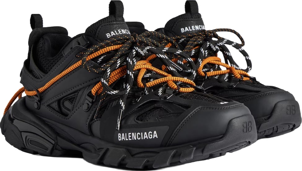 Balenciaga Men's Track Trail Laces Sneaker in Black Orange