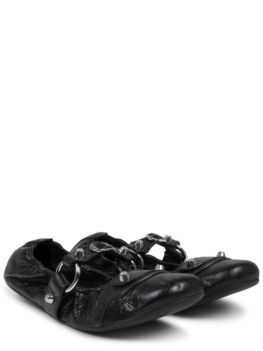 Ballerina Flats In Textured Lambskin With Silver Accents