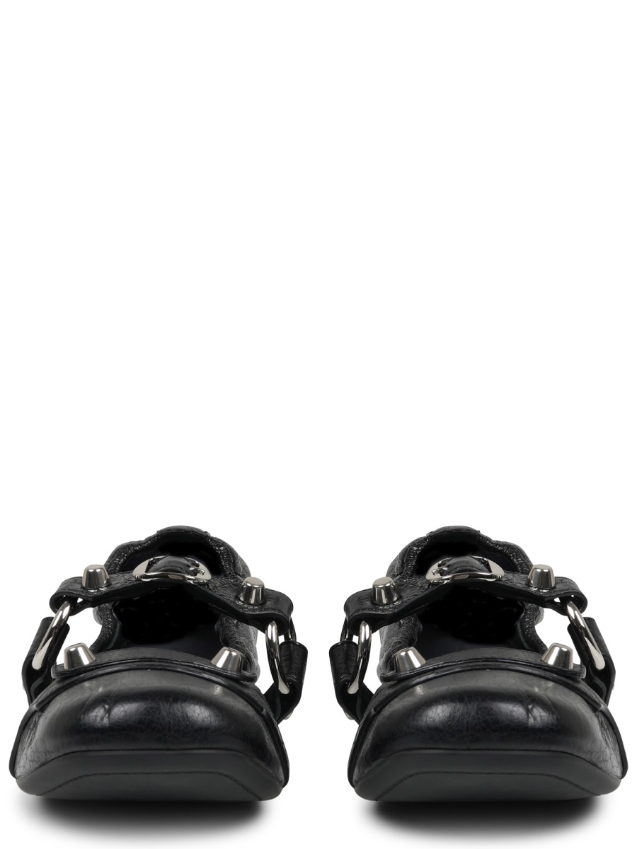 Ballerina Flats In Textured Lambskin With Silver Accents