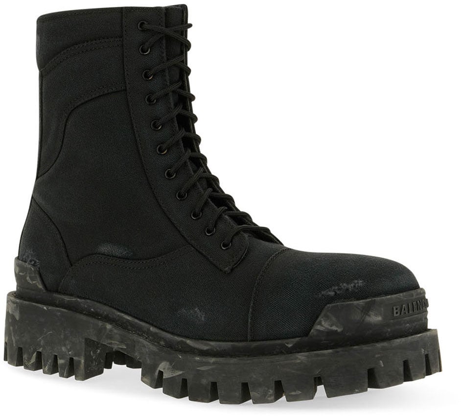Balenciaga Black cotton Stivali Combat Strike boots