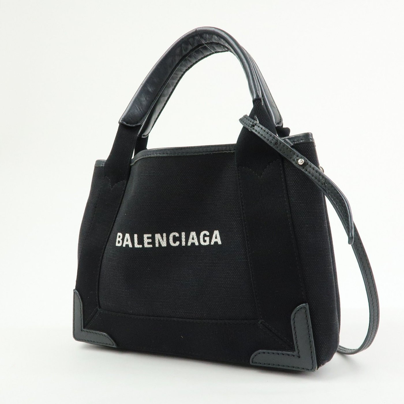 Balenciaga Navy Cabas Canvas with Leather XS