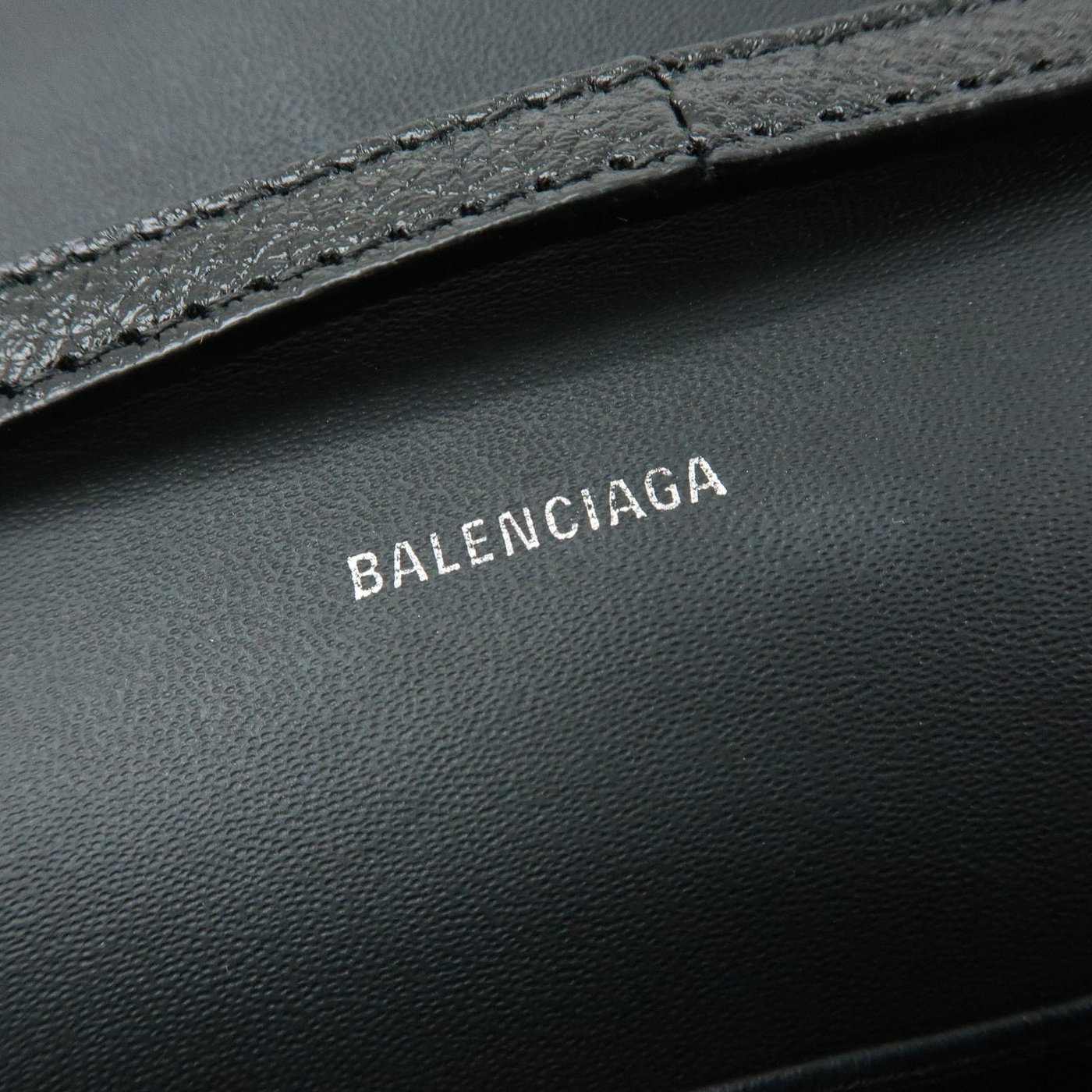 Balenciaga Logo Wallet with Strap Embossed Leather