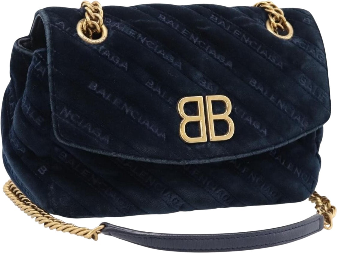 Balenciaga BB Chain Round Quilted Velvet Large