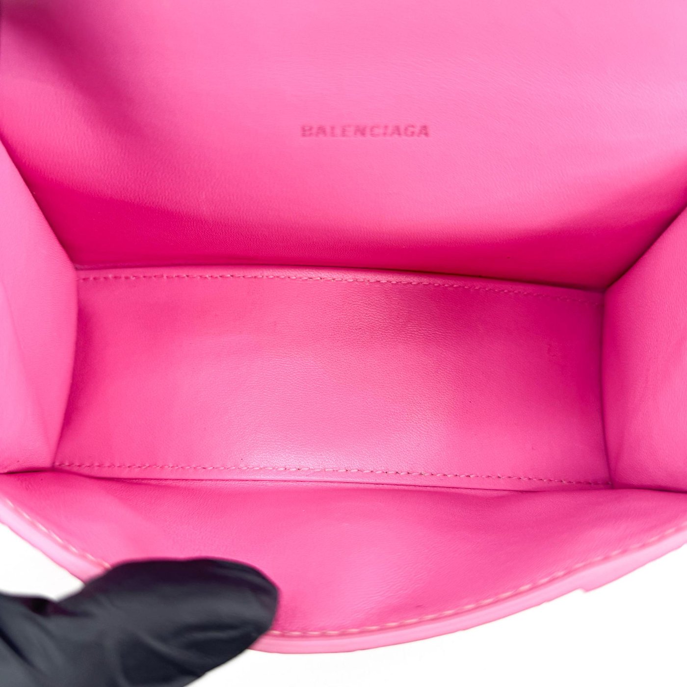 Balenciaga Hourglass Top Handle Crocodile Embossed Leather Mini