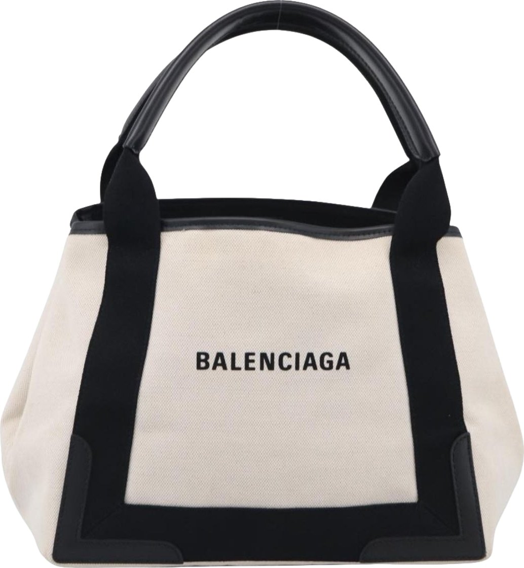 Balenciaga Navy Cabas Canvas with Leather Small