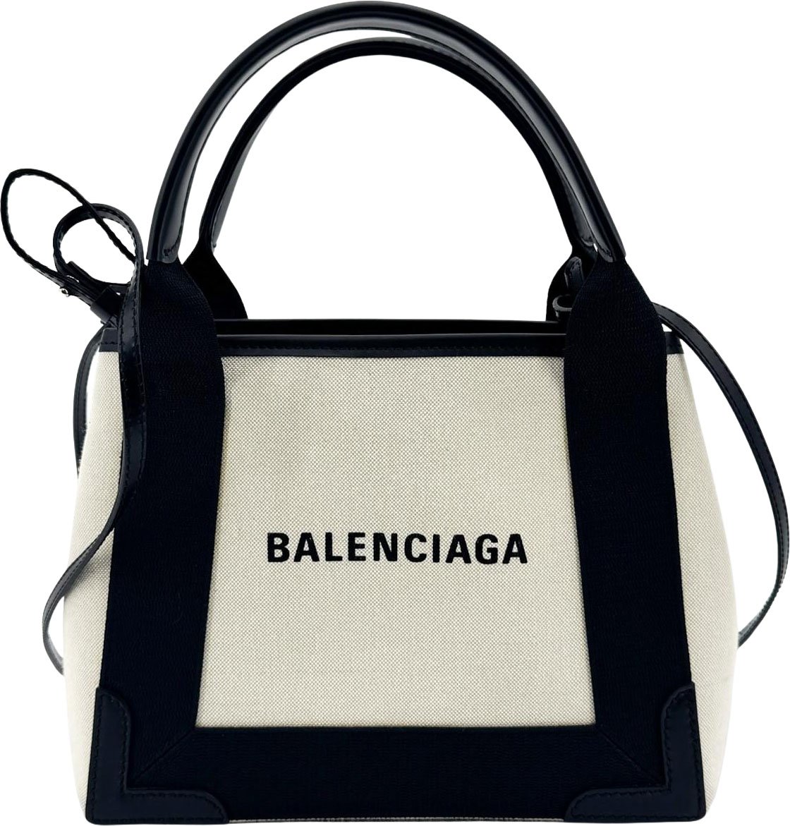 Balenciaga Navy Cabas Canvas with Leather XS