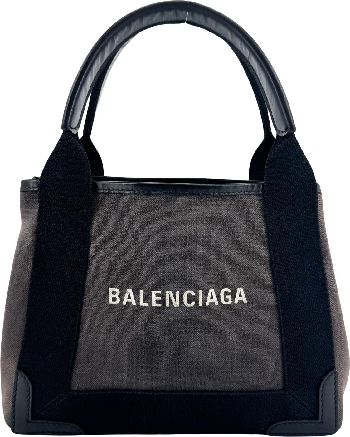 Balenciaga Navy Cabas Canvas with Leather Medium