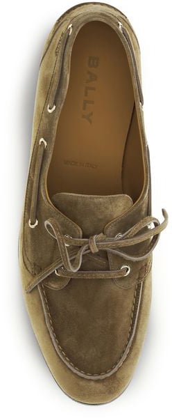 Bally Beige Buffalo Leather Slip-On Loafers