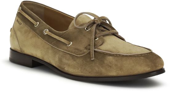Bally Beige Buffalo Leather Slip-On Loafers