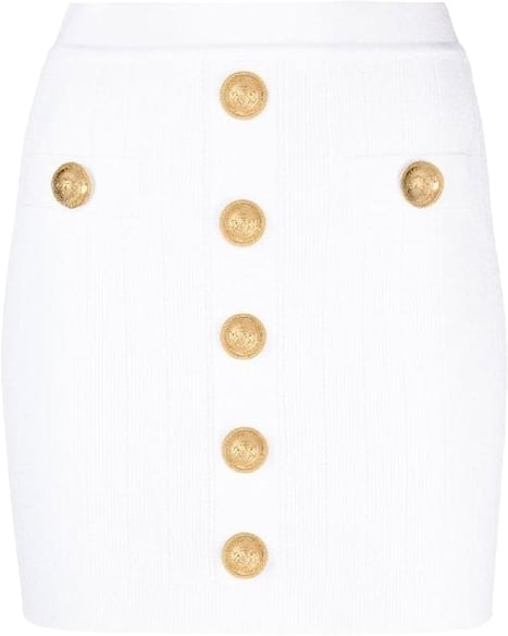 Balmain White Polyester Mini Skirt