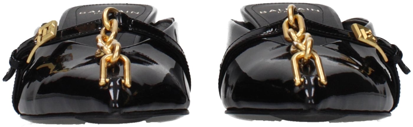 Balmain Black Leather Platform Sandals