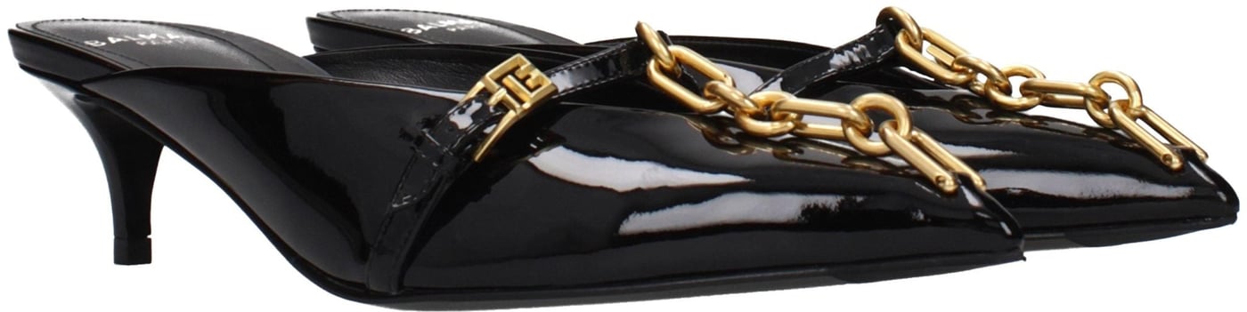 Balmain Black Leather Platform Sandals