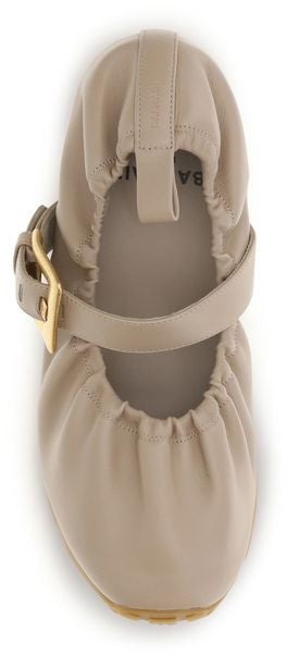 Balmain Beige Lamb Ovis Aries Ballet Flats