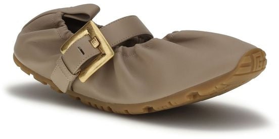 Balmain Beige Lamb Ovis Aries Ballet Flats