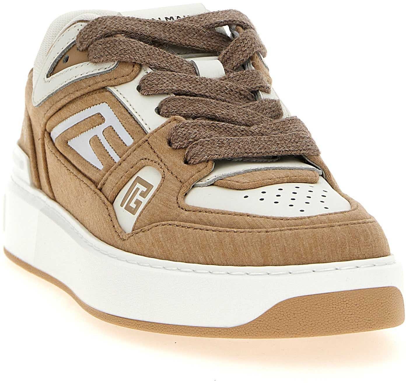 Balmain Beige Polyester Low Top Sneakers