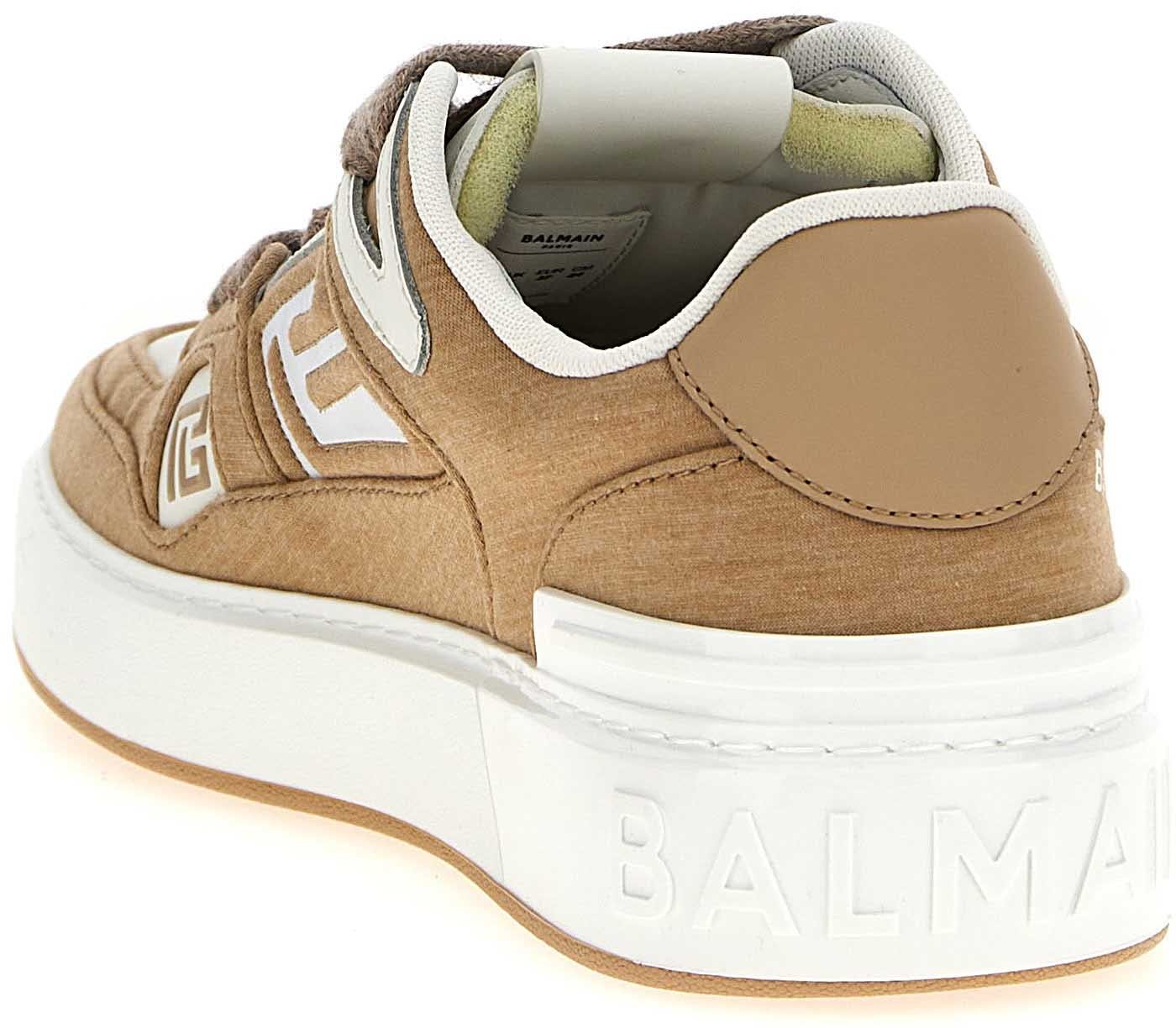 Balmain Beige Polyester Low Top Sneakers