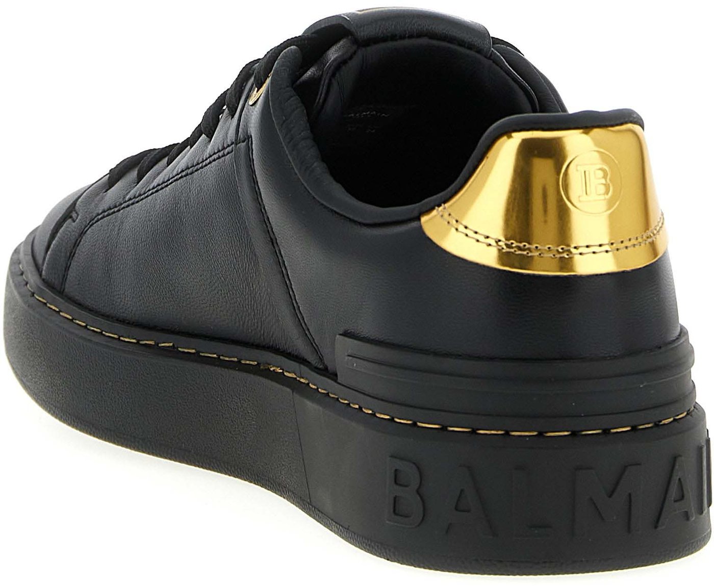 Balmain Black Lamb Leather Low Top Sneakers