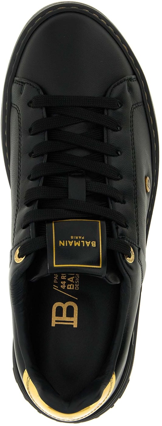 Balmain Black Lamb Leather Low Top Sneakers