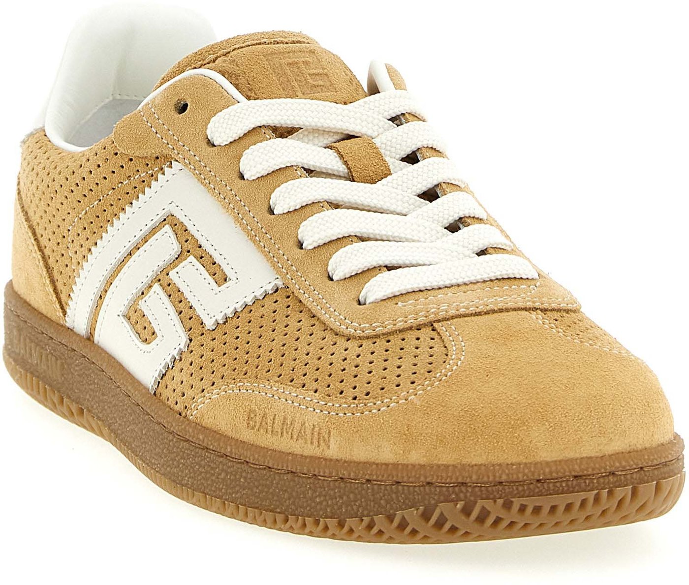Balmain Beige Calfskin Low Top Sneakers