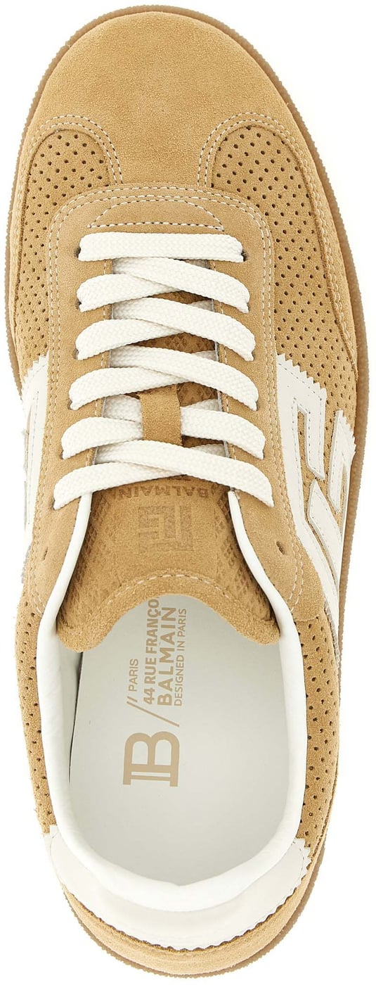 Balmain Beige Calfskin Low Top Sneakers