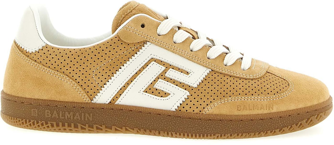 Balmain Beige Calfskin Low Top Sneakers