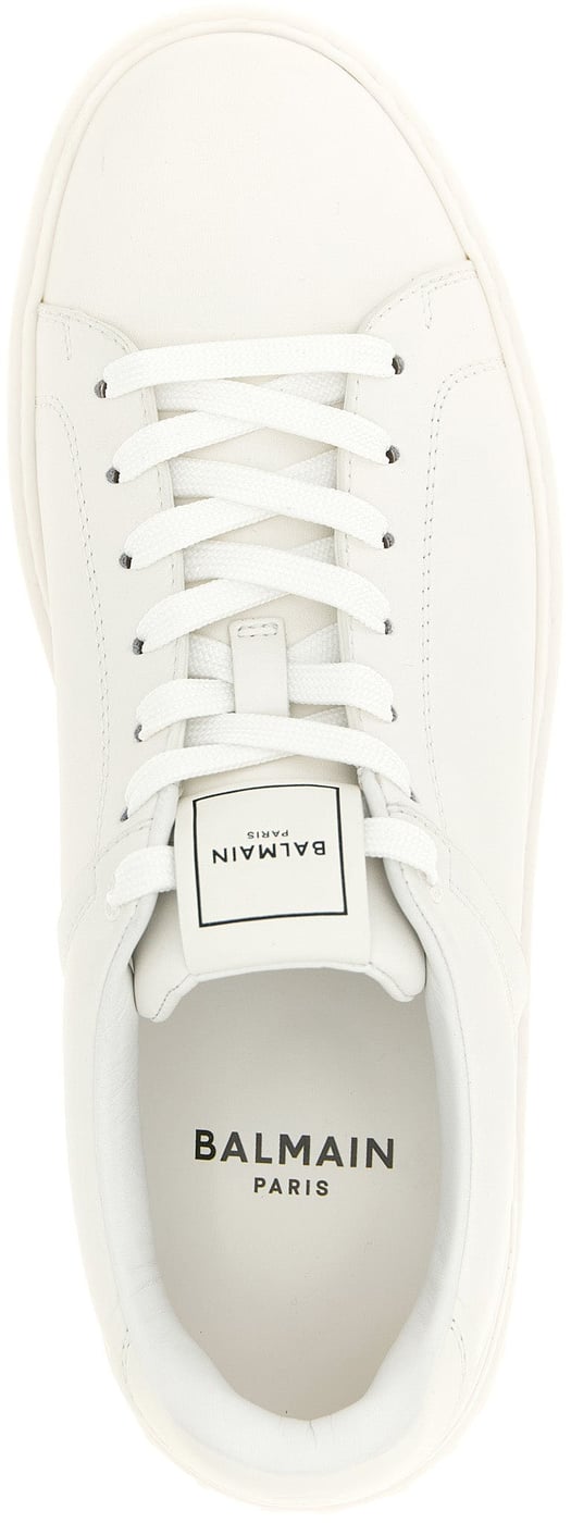 Balmain White Calfskin Low Top Sneakers