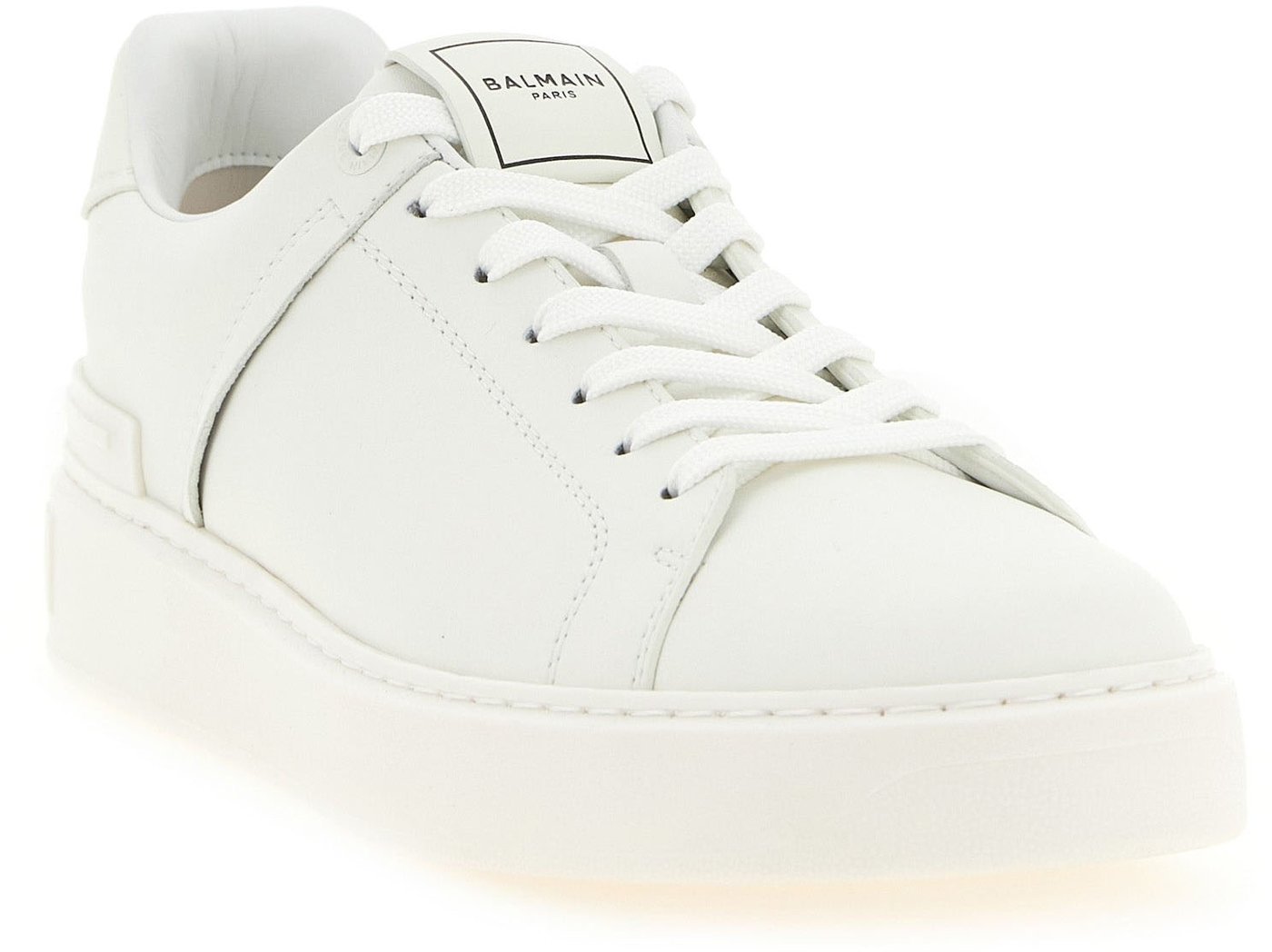 Balmain White Calfskin Low Top Sneakers