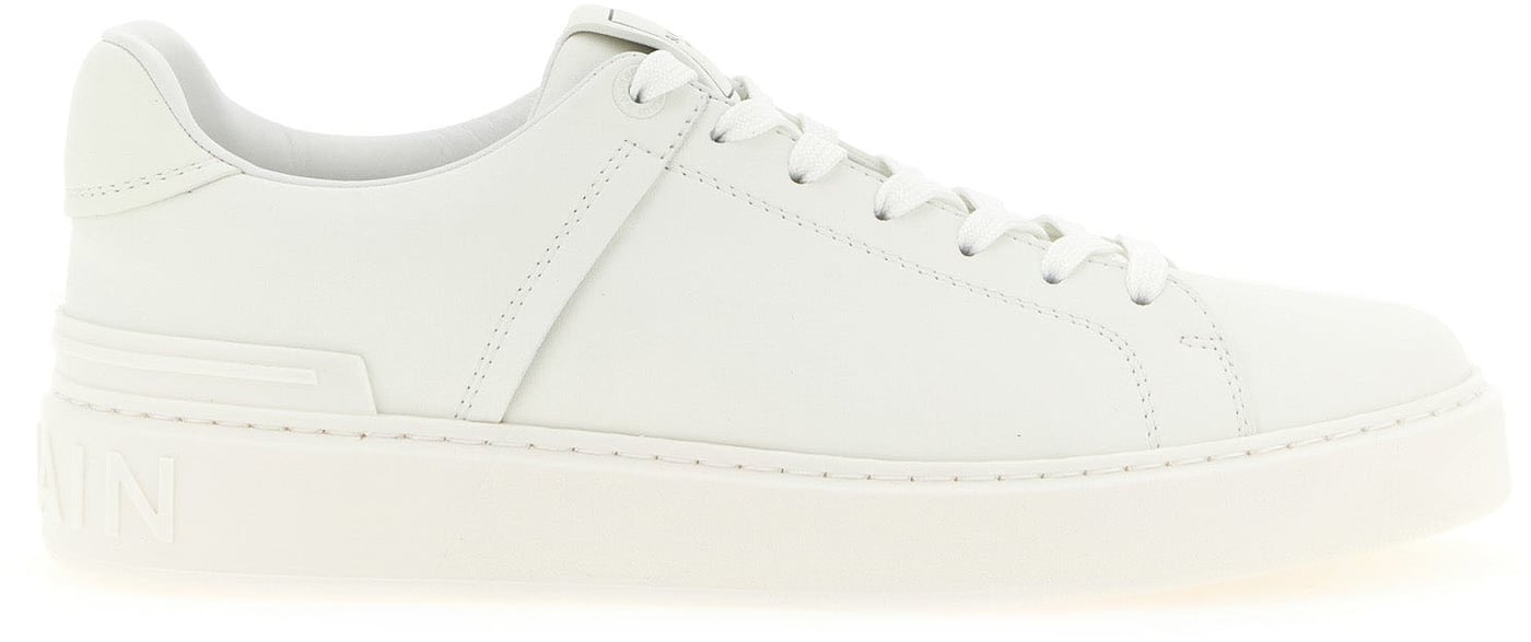 Balmain White Calfskin Low Top Sneakers