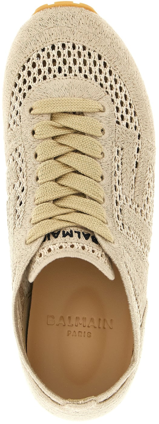 Balmain Beige Cotton Athletic Sneakers