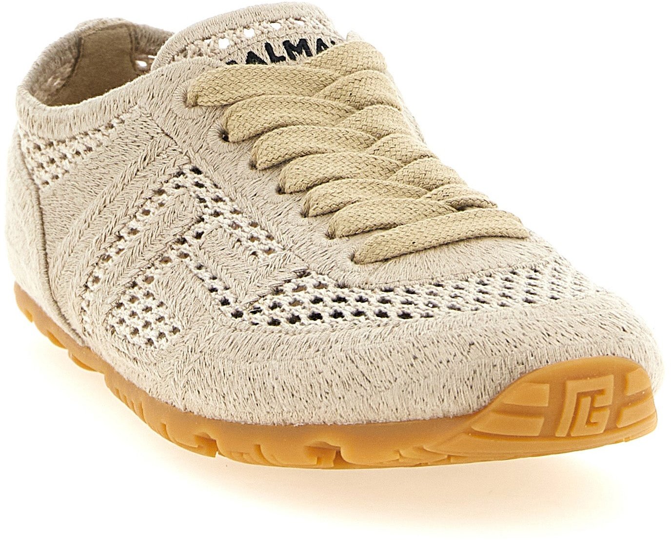 Balmain Beige Cotton Athletic Sneakers