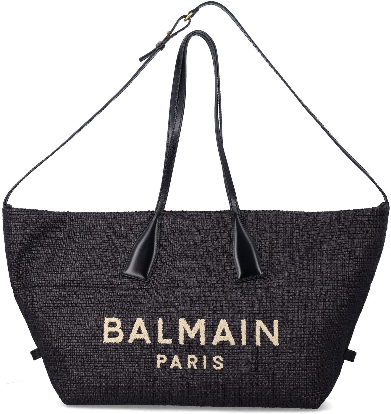 Track Tote Raffia Medium Nero