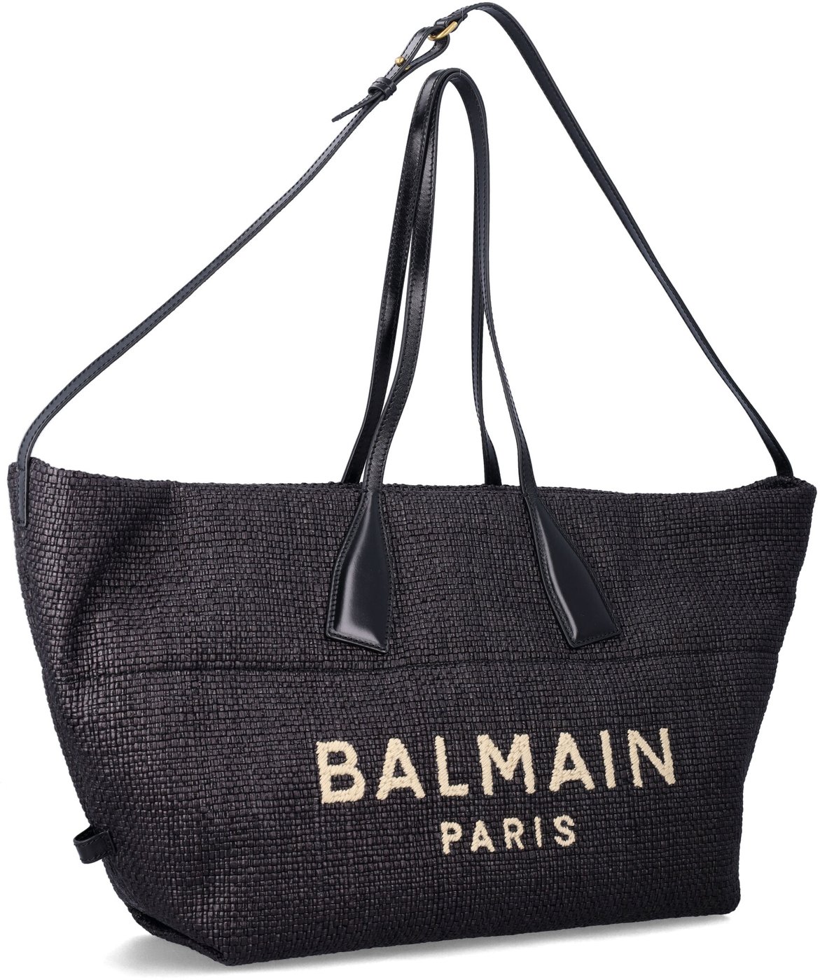 Track Tote Raffia Medium Nero